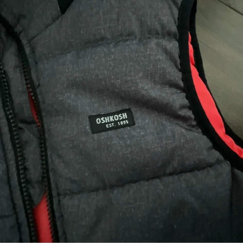 OshKosh Boys Puffer Vest Size 10 Osh’Kosh B’GOSH Black and Grey EUC Sz 10